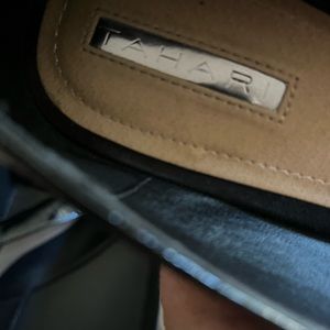 Tahari black suede and patented leather pumps